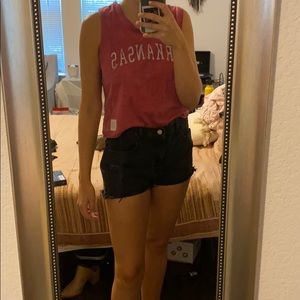 Black distress shorts